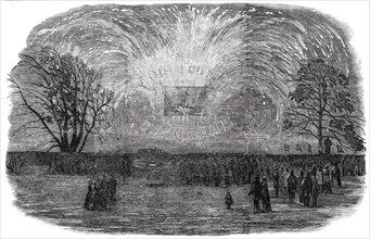 Fireworks at the Merchant Seamen's Orphan Asylum, Bow-Road, on Tuesday, 1850. Creator: Unknown.