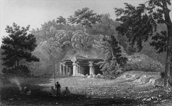 'Entrance to the Cave of Elephanta', 1835. Creator: William Purser.