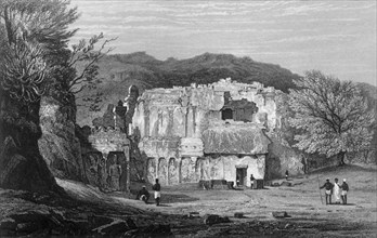 'Front View of the Kylas, Caves of Ellora', 1835. Creator: Samuel Prout.