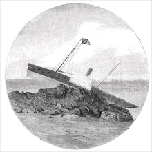 Wreck of the "Superb", as Seen through a Telescope, from Jersey, 1850. Creator: Unknown.