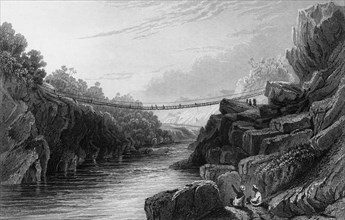 'Grass Rope Bridge at Teree, - Gurwall', 1834. Creator: David Cox.