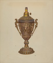 Ornamental Oil Lamp, c. 1940. Creator: Joseph L. Boyd.