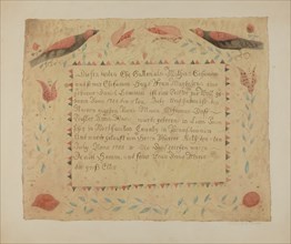 Pa. German Birth Certificate, c. 1940. Creator: Ethelbert Brown.