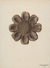 Wood Carving - Flower, c. 1939. Creator: Clements Clayton.