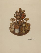 Shaker Spool Rack and Spools, c. 1939. Creator: Orville Cline.