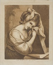 Woman Resting Her Head on a Book, 1770. Creator: Angelica Kauffman.