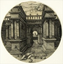 The Ape Tied in a Courtyard, 1520/30. Creator: Jean de Gourmont.