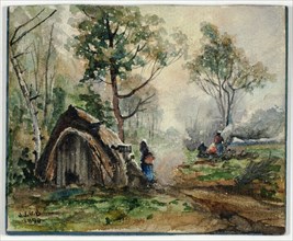 Hut in Woodland Setting, 1890. Creator: John Joseph Gustave Burghoffe.