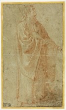 Standing Monk Holding a Book and Staff, c.1590. Creator: Bartolomeo Cesi.
