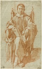 Seated Youth Wearing a Monk's Habit: Study for Saint Benedict, 1590. Creator: Bartolomeo Cesi.