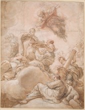 Allegory of the Elevation of Cardinal Deacon Oddone Colonna to the Papal Chair as Pope..., 1700. Creator: Benedetto Luti.