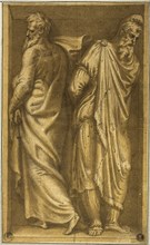 Two Standing Prisoners in a Niche, c.1549. Creator: Bernardino Campi.