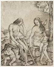 Adam and Eve with Infants Cain and Abel, c.1500. Creator: Cristofano di Michele Martini.