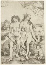 Adam and Eve with the Infants Cain and Abel, c.1500. Creator: Cristofano di Michele Martini.