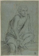 Seated Youth: Study for Flagellation of Saint Andrew, c.1608. Creator: Domenichino.