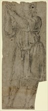Man Standing in Prayer (recto); Drapery Study (verso), 1550/70. Creator: Domenico Fiasella.