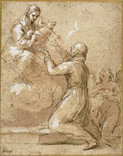 Virgin and Child Appearing to Saint Cajetan of Thiene, 1681/82. Creator: Domenico Maria Canuti.