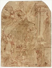 Study for the Trial of Saint Dominic's and Albigensian Books by Fire, 1614/16. Creator: Leonello Spada.
