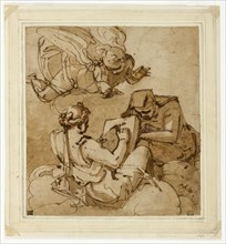 Allegorical Subject (Angel above Two Sibyls), 1560/65. Creator: Luca Cambiaso.