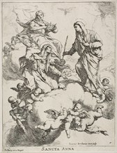 Saint Anne Received in Heaven by Christ and the Virgin, c.1653. Creator: Luca Giordano.