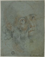 Head of a Bearded Man, Looking Up to Right: Study for Saint Catherine of Alexandria..., c.1603. Creator: Ludovico Cardi.