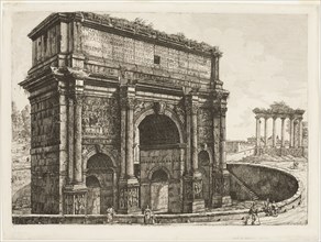 The Arch of Septimus Severus, 1820. Creator: Luigi Rossini.