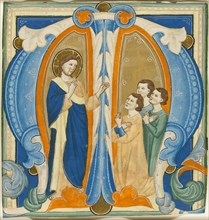 Christ Blessing Three Young Men, initial M from a Gradual, 1320/30. Creator: Maestro Daddesco.