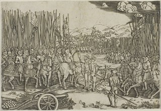 The Two Armies at the Battle of Ravenna, 1512, c.1512, printed 1530. Creator: Master with the Mousetrap.