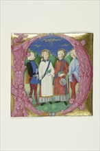 Four Saints in a Historiated Initial "P" from a Choirbook or Antiphonal, 1460/80. Creator: Bartolomeo Rigossi.
