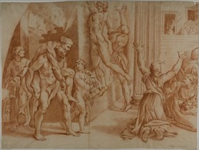 Fire in the Borgo (recto); Slight Sketch of the Fire in the Borgo (verso), 1726/1750. Creator: Ottaviano Dandini.
