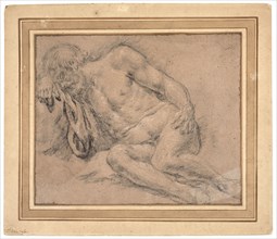 Sleeping Male Nude, perhaps for the Drunkenness of Noah, c.1550. Creator: Paris Bordone.