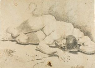 Reclining Male Nude, with Trident, 1593/1602. Creator: Pietro Faccini.