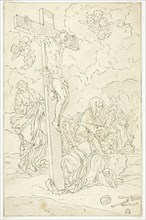 Crucifixion with Saint John the Evangelist, the Virgin and Two Maries, n.d. Creator: School of Francesco Solimena Italian, 1657-1747.