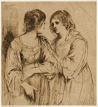 Two Young Women in Conversation, n.d. Creator: School of Guercino Italian, 1591-1667.