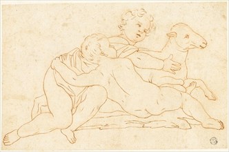 Two Putti with Lamb, n.d. Creator: School of Leonardo da Vinci Italian, 1452-1519.