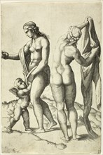 Venus, Cupid and Pallas, 16th century. Creator: School of Marcantonio Raimondi.
