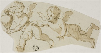 Putto Chasing Another Putto Carrying a Vase, n.d. Creator: Unknown.