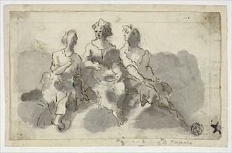 Three Seated Figures (recto); Seated Man in Profile (verso), n.d. Creator: Unknown.