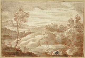Wooded Landscape with Figures, 17th century. Creator: Unknown.