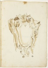 Design for Escutcheon, with Skulls and Books, n.d. Creator: Unknown.