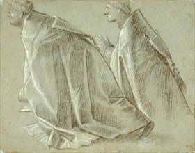 Study of Two Kneeling Clerics (recto); Study of Standing Youth (verso), 1507/08. Creator: Vittore Carpaccio.