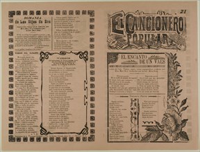 El cancionero popular, num. 21 (The Popular Songbook, No. 21), n.d. Creators: Manuel Manilla, José Guadalupe Posada.