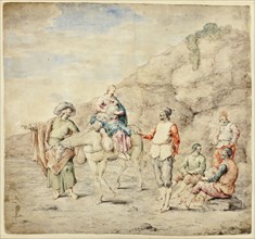 Holy Family Passing Four Men, 1660/69. Creator: Leonard Bramer.