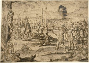 Shooting at Father's Corpse, 1584. Creator: Maerten van Heemskerck.