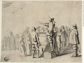 The Charlatan (recto), and Two Standing Figures (verso), n.d. Creators: Gerard Terborch II, Unknown.