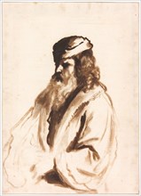 A Bearded Figure Wearing a Turban and Fur Coat, Half Length, Turned to the Right, c.1670. Creator: Gerbrand van den Eeckhout.