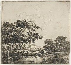 The River in the Forest, plate three from Set of Landscapes, 1640/51. Creator: Herman Naijwincx.