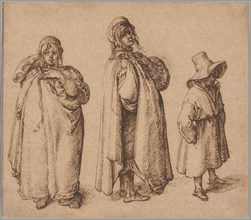 Two Studies of a Roma Woman and a Roma Boy in a Large Hat, c.1605. Creator: Jacques de Gheyn II.