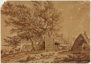 Rustic Scene with Sheep, Sheds, and Spreading Trees, n.d. Creator: Jan van der Meer.