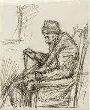 Seated Old Man, c.1895. Creator: Jozef Israels.